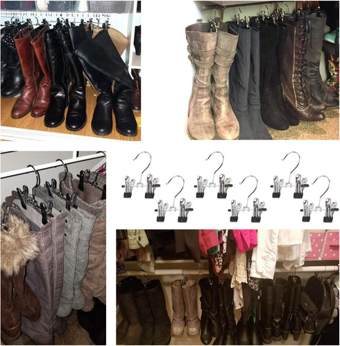 Double Adjustable Clips Boots Hangers,Space Saving Boots Socks Bags Hanging Clips Boot Holder Boot Organizer,Set of 9 (9)...