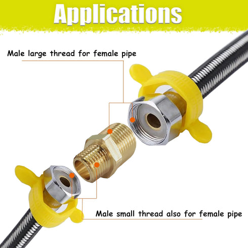 2pcs Reducing Hex Nipple, Brass 1/2" NPT Male x 3/8" NPT Male Pipe Fitting Reducer Nipple Adapter 1000psi Reducer Straight Connector (2pcs, 1/2"-3...