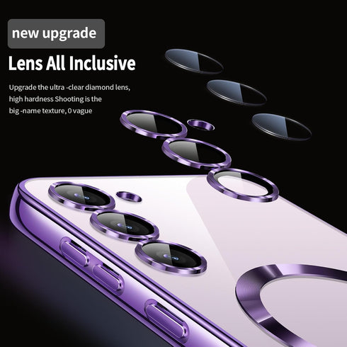 for Samsung Galaxy S23 Case, Covers for S23.Magnetic Metallic Glossy Slim Clear Luxury Soft Shockproof funda capa para for Galaxy S23 6.1 inch Com...