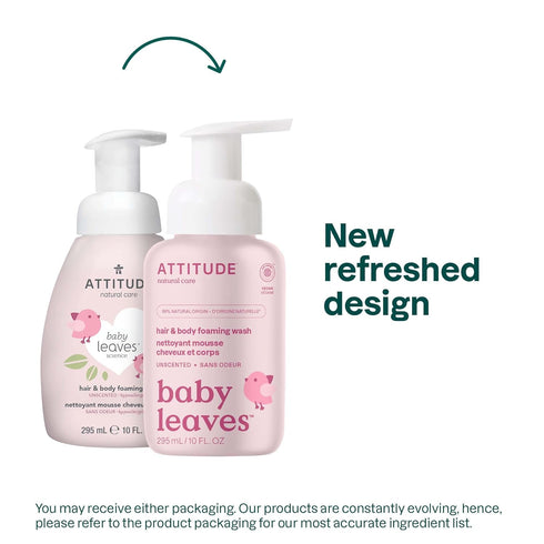 ATTITUDE 2-in-1 Hair and Body Foaming Baby Wash, EWG Verified Shampoo Soap, Dermatologically Tested, Made with Naturally Derived Ingredients, Vega...