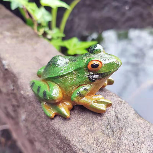 2 Pcs Frog Statues Miniature Simulation Small Animal Resin Sculpture Patio Lawn Yard Terrace Micro Landscape Fairy Garden Fish Tank Accessories In...