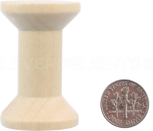 CleverDelights 1 3/4" x 1 1/8" Wood Spools - 25 Pack - Empty Craft Spools...