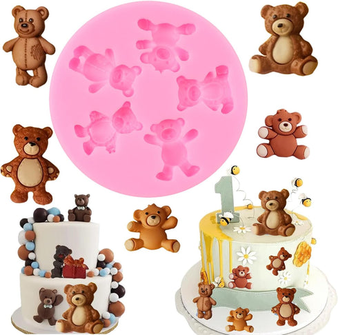 Bear Silicone Fondant Molds Bear Candy Chocolate Molds For Cake Decoration Cupcake Topper Chocolate Candy Polymer Clay Gum Paste...