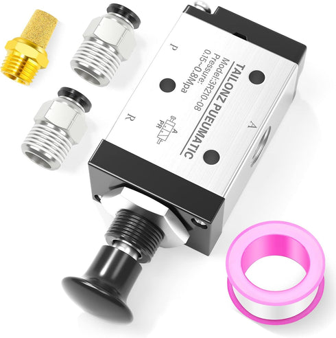 TAILONZ PNEUMATIC 3 Way 2 Position Air Hand Lever Operated Valve 1/4"NPT Pneumatic Solenoid Valve Manual Control Push-Pull 3R210-08...