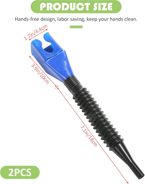 2 Pcs Funnels for Automotive Use,Flexible Draining Tool Snap Funnel,Draining Oil Snap Plastic Funnel,Hand-Free Funnel with Hose,Car Accessories Sp...