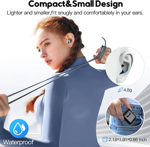 kurdene Wireless Earbuds, Mini Bluetooth Call Noise Canceling Headphones with Mic 40H Playtime Deep Bass Stereo in-Ear Earbud Lightweight IPX5 Wat...