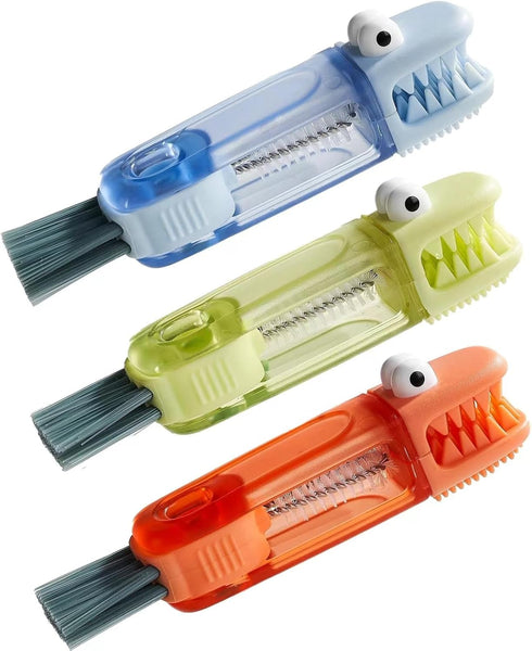 Multifunctional Bottle Cleaning Brush Set, Multifunction Silicone Cup Lid Gap Cleaner, Home Kitchen Crevice Cleaning Tools(3 Pcs), Blue,green,yell...