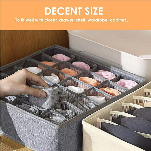 Underwear Organizer with Drawer Dividers, Foldable Fabric Dresser Closet Organizers Bins, Bedroom Cabinet Organization and Storage Box for Baby Cl...