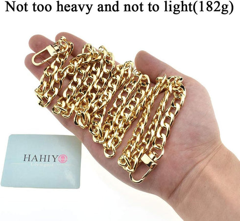 HAHIYO Purse Chain - 55.1 Inch Gold Strap for Shoulder, Cross Body, Sling, Handbag & Clutch - Comfortable Flat 0.4' Wide, 2.4mm Thick Metal - 1 Pa...