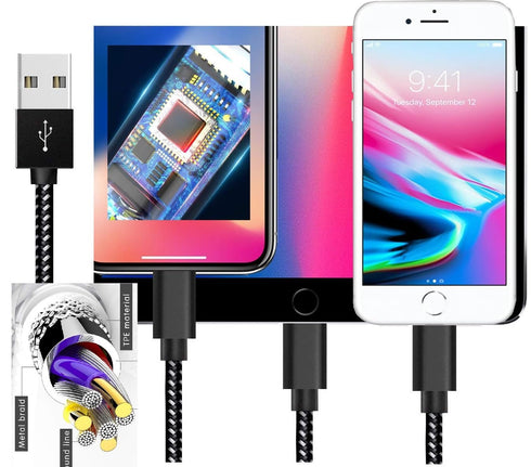 Long i Phone SE Charging Cable 3Pack 10ft Nylon Braided MFi Certified Lightining Charger Cord Compatible with i Phone 14 13 12 11 Pro Max XS XR X ...