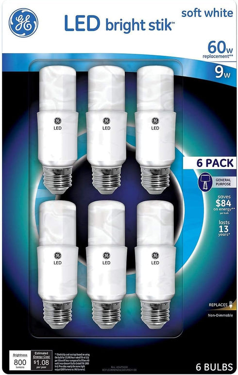 GE Bright Stik 9 Watt Non-Dimmable 2700K LED Bulb...