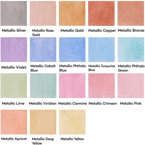 Mont Marte Premium Metallic Watercolor Cake Set, 21 Piece, 18 Colors, 1 Water Brush, 1 Sponge, 4 Mixing Wells...