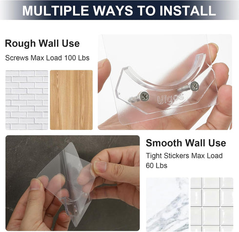 Shower Curtain Rod Holder - Easy Installation - No Drilling Required, Transparent Wall Mount Rod Retainer, Premium Design, 4 Pieces (Rod Not Inclu...