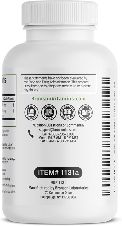 Bronson DIM Supplement 200 mg Diindolymethane with BioPerine for Enhanced Absorption, Estrogen Metabolism & Maintains Balanced Hormone Levels, 60 ...
