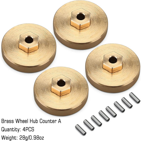 INJORA Brass Wheel Weights with 7mm Wheel Hex Hub for 1/24 RC Crawler Axial SCX24 AXI90081 Upgrades Parts,4pcs...