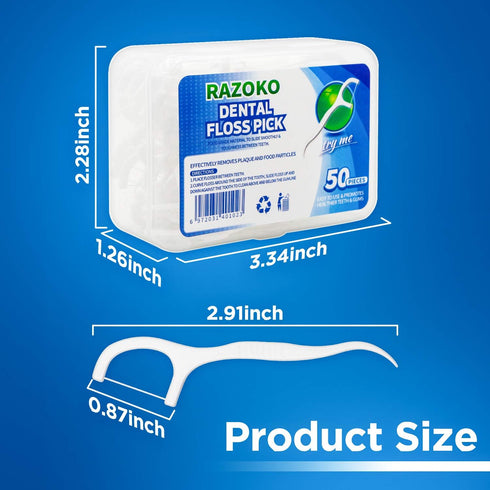 RAZOKO Dental Floss Picks High Toughness Professional Toothpicks Sticks 8-Pack(400pcs) with Portable Case and Dental Picks...