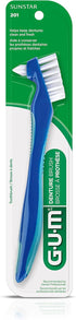 GUM Denture Brush - Dual Headed Hard Bristle Toothbrush for Dentures & Acrylic Retainers - Dentist Recommended Denture Cleaner (Pack of 1)...