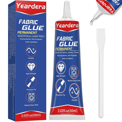 Fabric Glue, Clear Fabric Glue for Clothing Permanent Washable, Fabric Fusion Glue for All Fabrics, Leather, Flannel,Cotton, Clothes, Denim, Polye...
