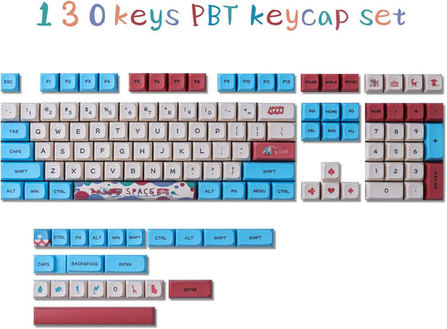 Hyekit PBT Keycaps 130 Keys Circus Keycaps Dye-Sublimation Cute Keycaps XDA Profile Custom Keycaps for Cherry Gateron MX Switches Mechanical Keybo...