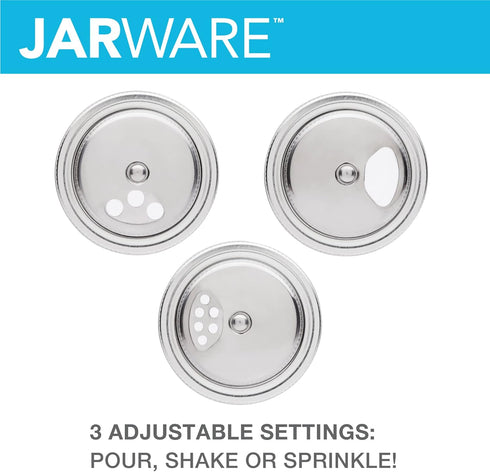 Jarware Stainless Steel Spice Shaker, Wide Mouth Mason Jar Spice Lid...