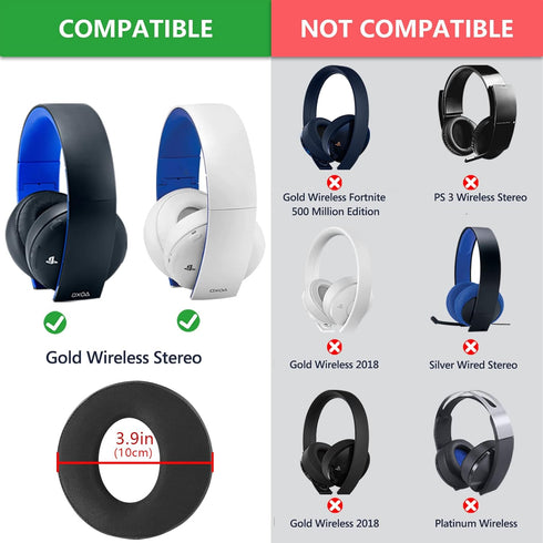 Geekria QuickFit Replacement Ear Pads for Sony PlayStation Gold Wireless Stereo CECHYA-0083 Headphones Ear Cushions, Headset Earpads, Ear Cups Cov...