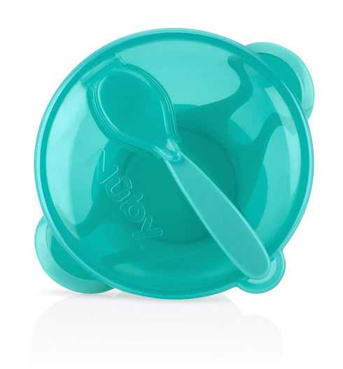 Nuby Easy Go Suction Bowl with Lid and Snap-in Spoon, Colors May Vary...