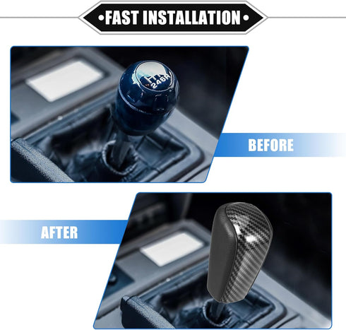 Automatic Gear Shift Knob Compatible for Toyota Land Cruiser Prado 2009-2017, Durable Faux Leather Black Carbon Fiber Pattern Undrilled...