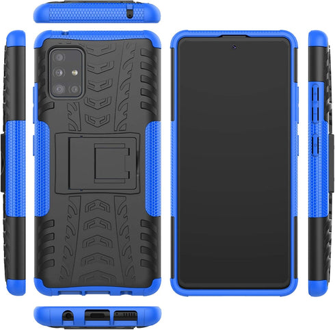 Phone Case for Samsung Galaxy A71 5G with Tempered Glass Screen Protector Cover and Stand Kickstand Hard Rugged Hybrid Protective Cell Accessories...