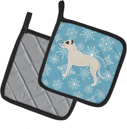 Caroline's Treasures BB3567PTHD Winter Snowflake Dogo Argentino Pair of Pot Holders Kitchen Heat Resistant Pot Holders Sets Oven Hot Pads for Cook...