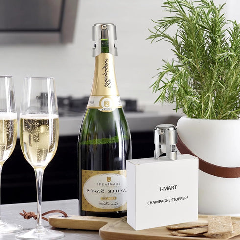 I-MART Pack of 6 Stainless Steel Champagne Stoppers, Prosecco, Sparkling Wine Bottle Stopper, Cork...