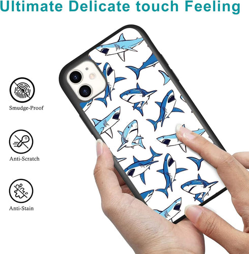 Blue Shark Case for iphone 15 Girls Women Art Animal Design Soft TPU Hard Back Shockproof Anti-Scratch Protective Cover Case for iPhone 15...