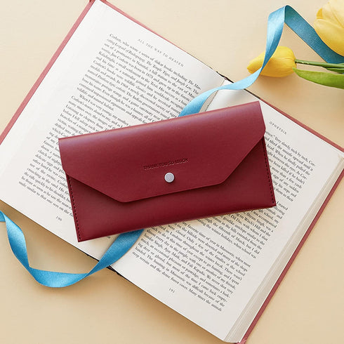 Carrotez Cash Envelopes (PU Leather) Money Envelopes for Cash Gifts, Reusable Cash Envelope Wallet, 1 ea, Letter Engraving - Burgundy...