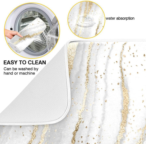 Marble Dish Drying Mat for Kitchen Counter White Golden Marble Gary Grey Drying Mats Super Absorbent Reversible Microfiber Kitchen Countertop Prot...