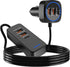 Car USB Charger Multi Port with 5.9FT Extension, QC3.0 76W Fast Charging Cigarette Lighter USB C Charger Adapter Multiple Ports for Mobile Phones ...