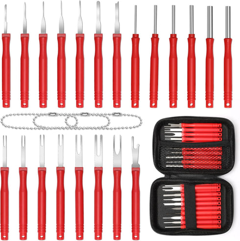21+4P Terminal Pin Removal Tool Kit, Electrical Connector Depinning Tool Terminal Pin Extractor Tool Kit Wire Terminal Release Tool for Car Househ...