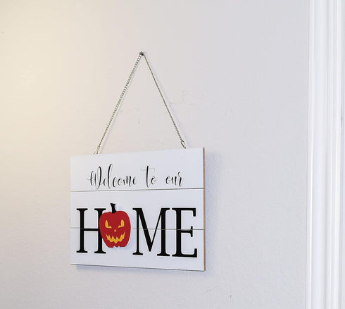 Door Sign Seasonal - Rustic Wood Door Hanging Holiday Sign - Welcome Sign for Front Door Porch - 9 Changeable Pieces Halloween, Christmas, Thanksg...