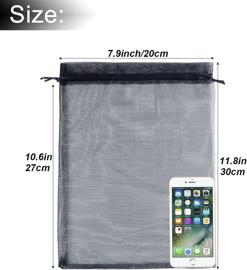 50Pcs Black Organza Bags 8X12 inch, Large Mesh Bags Drawstring Sheer Halloween Goodie Gift Bags for Christmas Wedding Party Favor Bags...