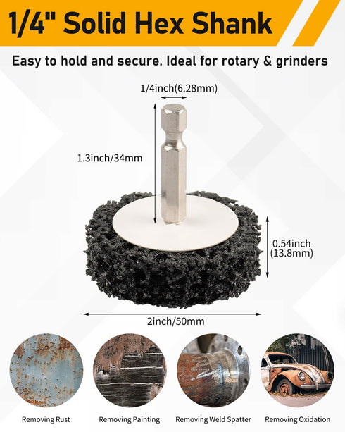 2" 4Pcs Quick Change Easy Strip Discs with 1/4" Hex Shank, Paint Stripper Wheel for Removing Paint, Cleans Welds Rust Removal....