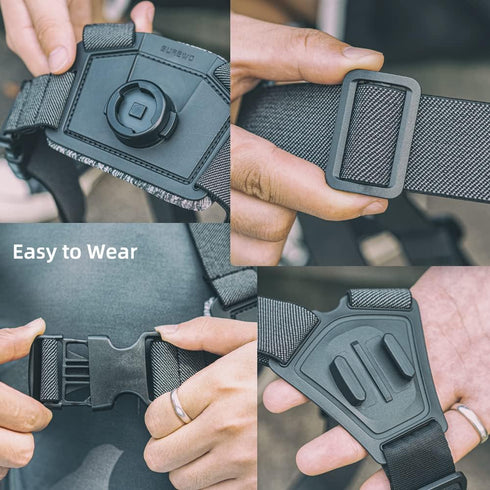 SUREWO Adjustable Chest Strap Mount Compatible with GoPro Hero 12/11/10/9/8/7/6/5 Black,DJI Osmo Action 3/2,Insta 360 ONE R and Most Action Camera...
