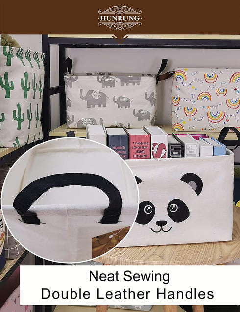 HUNRUNG Rectangle Storage Basket Cute Canvas Organizer Bin for Pet/Children Toys, Books, Clothes Perfect for Rooms/Playroom(Rectangle Panda)...