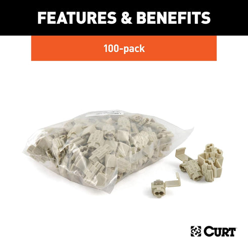 CURT 59906 18-14 Gauge White Scotch Snap Lock Wire Connectors, 100-Pack...