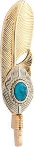 Knighthood Golden Feather with Blue Stone Detailing Lapel Pin/Brooch Golden...