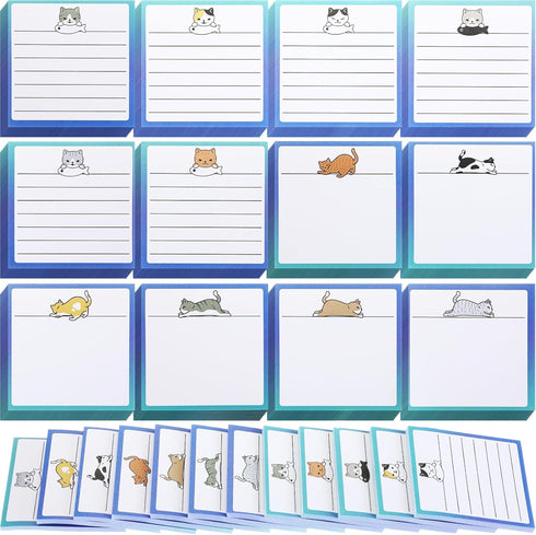 12 Pack Cat Sticky Notes Small to Do List Notepad Funny Cute Note Pads Kitty Sticky Notes Cat Theme Self Stick Note Pads Memo Pads for Office Scho...