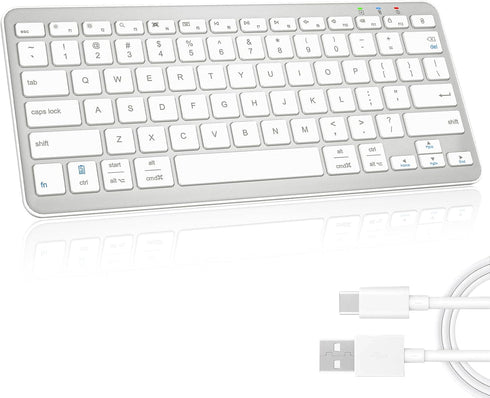 Bluetooth Keyboard, Ultra-Slim Wireless Keyboard for iPad, Rechargeable Ergonomic Computer Keyboard for iOS, Android, Windows PC Tablets Phone, Wh...