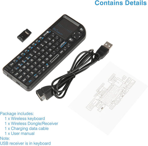 Rii Mini Wireless Keyboard with Touchpad?QWERTY Keyboard,Support Bluetooth ?2.4G Connection,Built-in Laser Pointer, Backlit Portable Keyboard Wire...