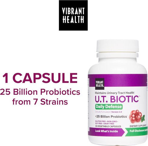 Vibrant Health, U.T. Biotic, Probiotic Support for Bladder and Urinary Health, 30 Capsules...