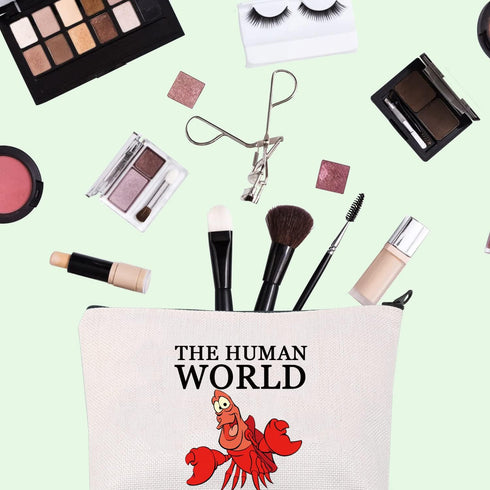 FOTAP Sebastian Movie Inspired Gift The Human World It’s A Mess Cosmetic Bag Mermaid Movie Fan Gift Sebastian Crab Quote Makeup Bag (A MESS)...