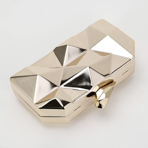 Evening Geometric Handbags Crossbody bags for Women Metal Clutch Purses for Parties Wedding with Chain...