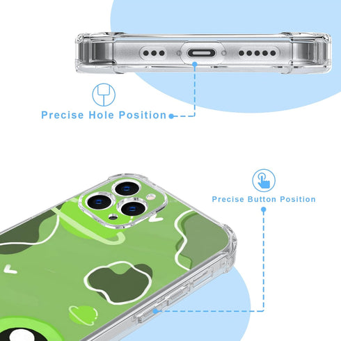 Clear Cute Frog Phone Case iPhone 12 Pro Max Case - 6.7 Inch Kawaii Green Frog iPhone Case, Non-Slip Pattern Design and Shock Absorption, Gel Fram...