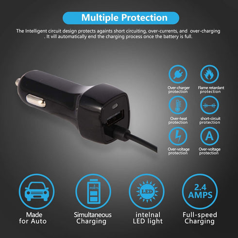 2Pack 2.4A Fast Charging USB C Car Charger Adapter with 3ft Type C Coiled Cable for Samsung Galaxy S22 S21 S20 FE S20 Plus Ultra S10 S10e S9 S8+ A...